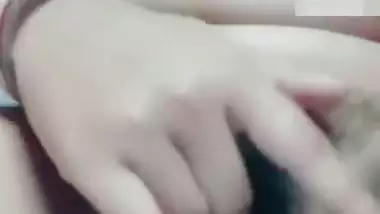 Huge tits Indian girlfriend fingering horny pussy
