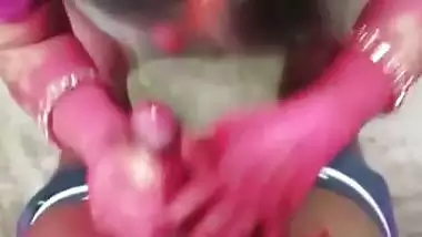 Holi color hot blowjob sex with Didi