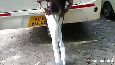 Tamil lady removes her salwar and panties outdoors