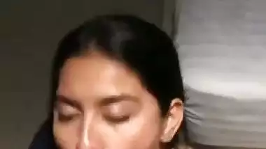 Cock hungry Mumbai babe sucks a dick and licks cum