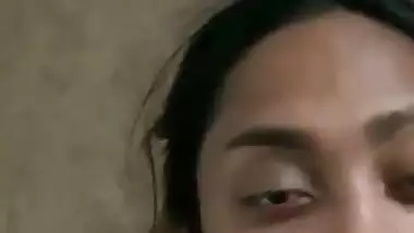 Girlfriend taking cum inside her mouth after blowjob