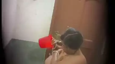 Huge boobs mom pouring water on breasts caught by son