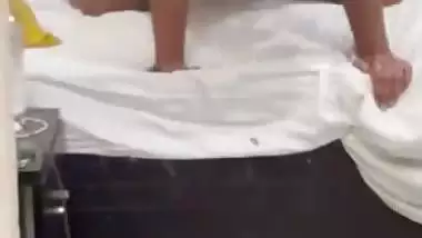 Fucking before mirror in hotel room by horny girlfriend