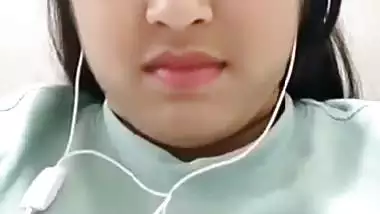 Cute girlfriend video call to lover shows big boobs