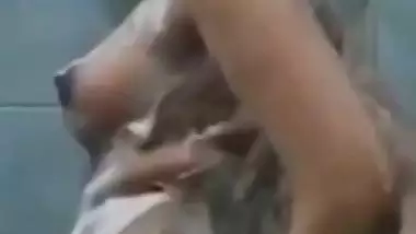 Naked beautiful desi lady bathing with video call