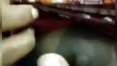 Shop staff lady showing boobs