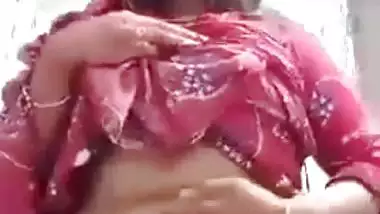 Sexy girl shows her boobs and ass to striptease her BF