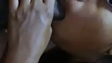 Milky white sperm tasting horny wife after deep blowjob