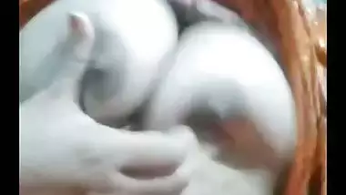 Young Bengali girl boobs pressing and fingering pussy