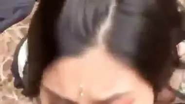 Hyderabad lady enjoys Indian blowjob sex in jungle