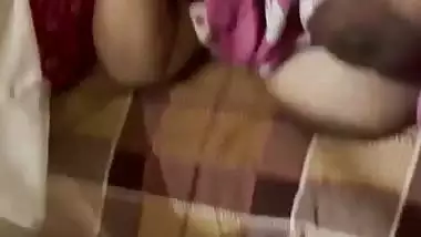 Son masturbating before mom with her big boobs shown